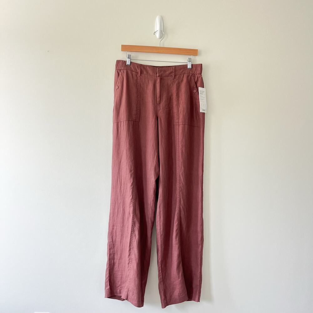 Athleta NWT Cabo Retreat Linen Hearth Rose Pink Pant Size 10 Tall - Picture 5 of 13